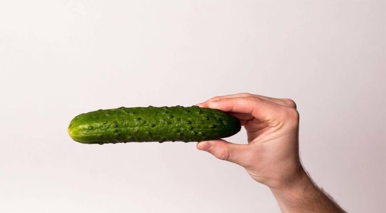 The cucumber symbolizes a penis enlarged by soft drinks.